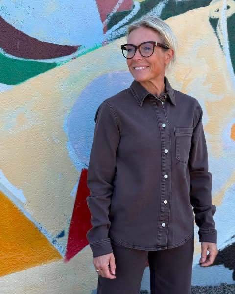 PCSILKE Denim Shirt - Hot Fudge